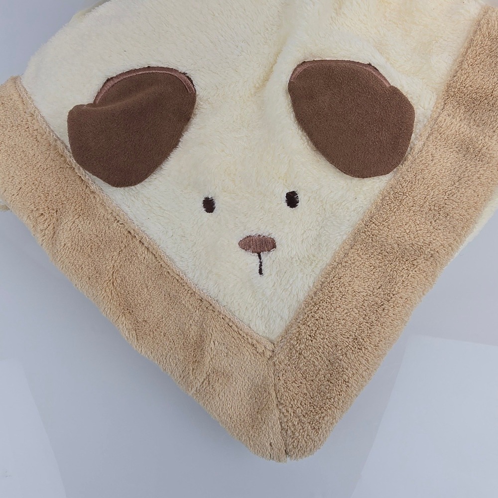 Carter's Baby Blanket Cream Tan Brown Dog Puppy Teddy Bear Face 3D Ears New